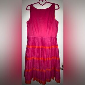 Talbot’s Pink & Orange Colorblock sleeveless dress Size 14 100% Cotton preowned